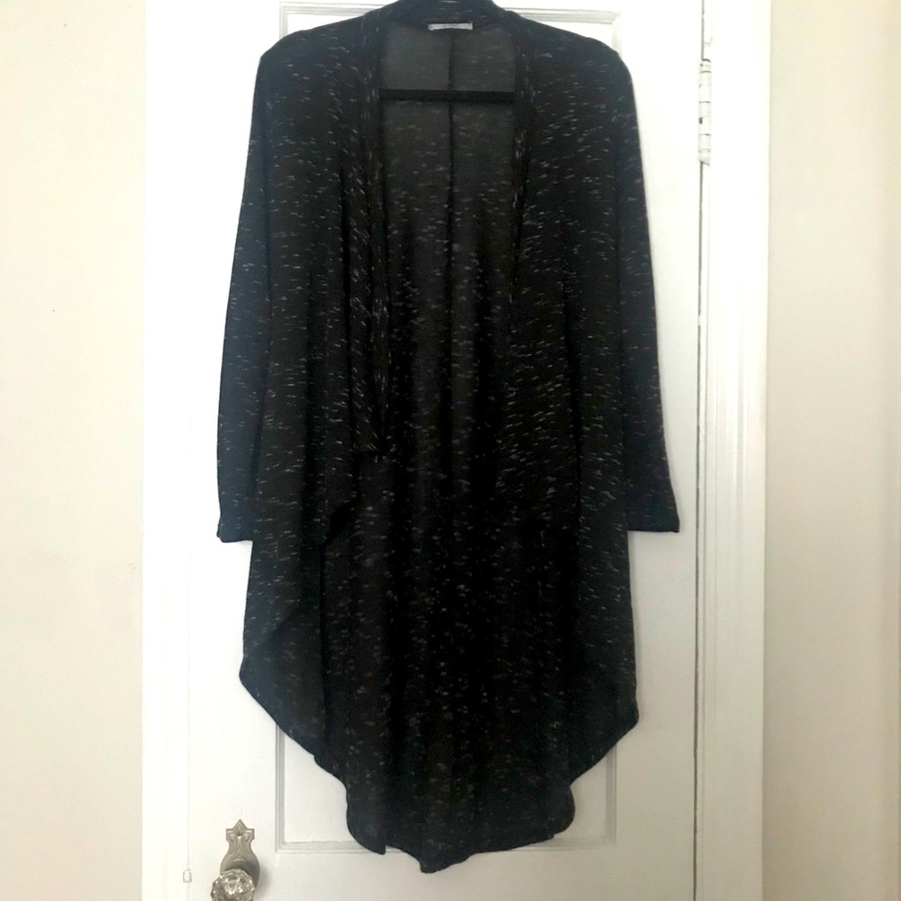 Heathered Black and White Open Front Cardigan